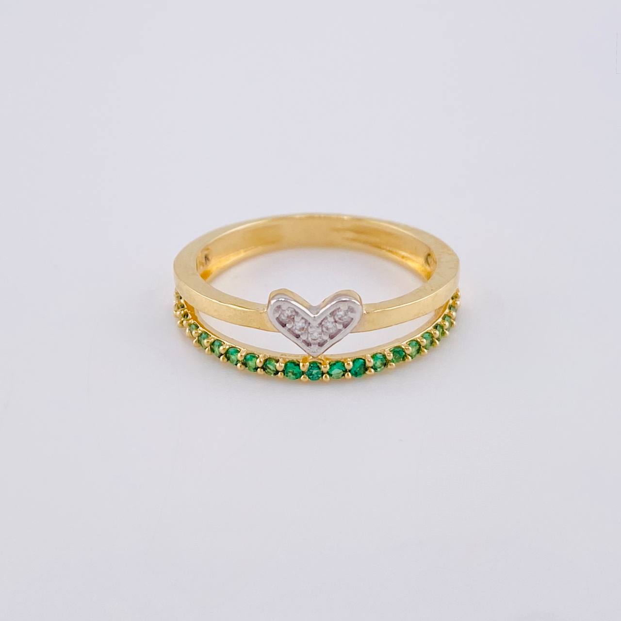 Anillo Corazón Doble Línea 2.5 g / T6 1/4 Oro Amarillo 18K