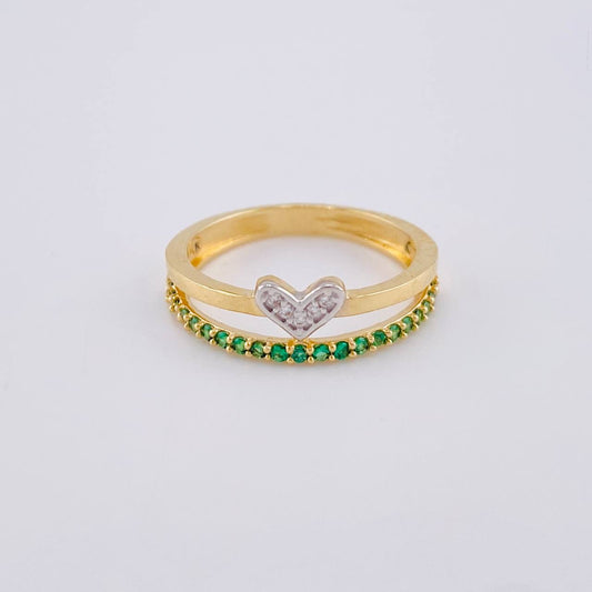 Anillo Corazón Doble Línea 2.5 g / T6 1/4 Oro Amarillo 18K