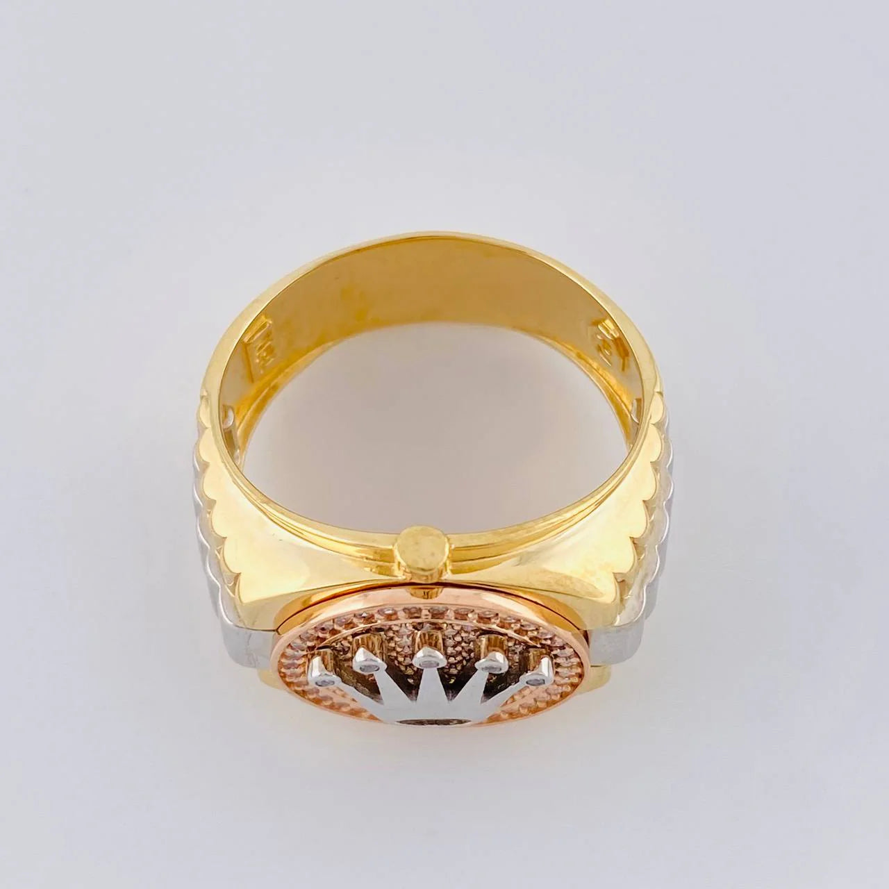 Anillo Cinturón Corona 7.9g / T10 1/4 Tres Oros 18K