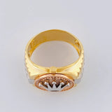 Crown Belt Ring 11.05g / Size 11 1/4 Three Golds 18K