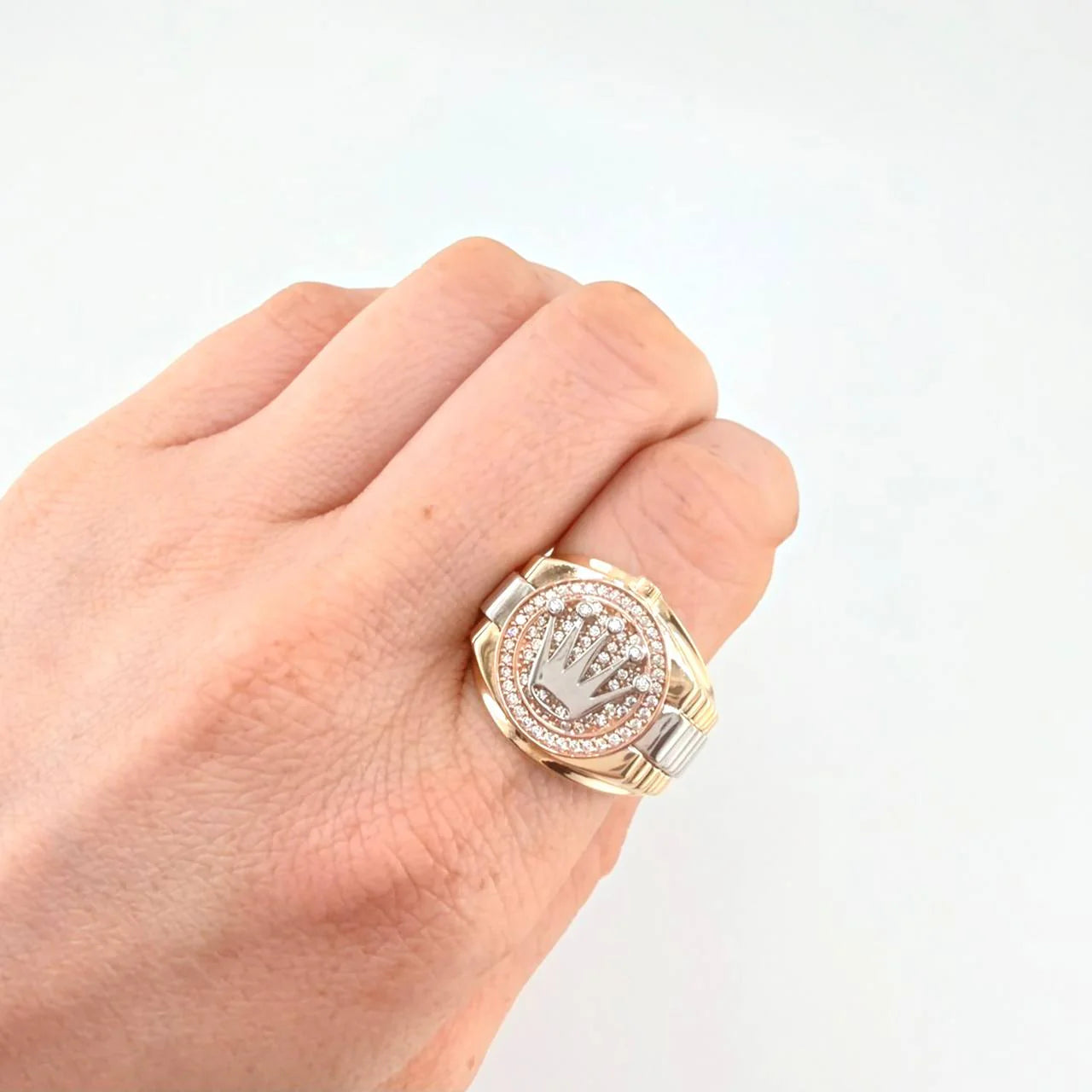 Anillo Cinturón Corona 7.9g / T10 1/4 Tres Oros 18K