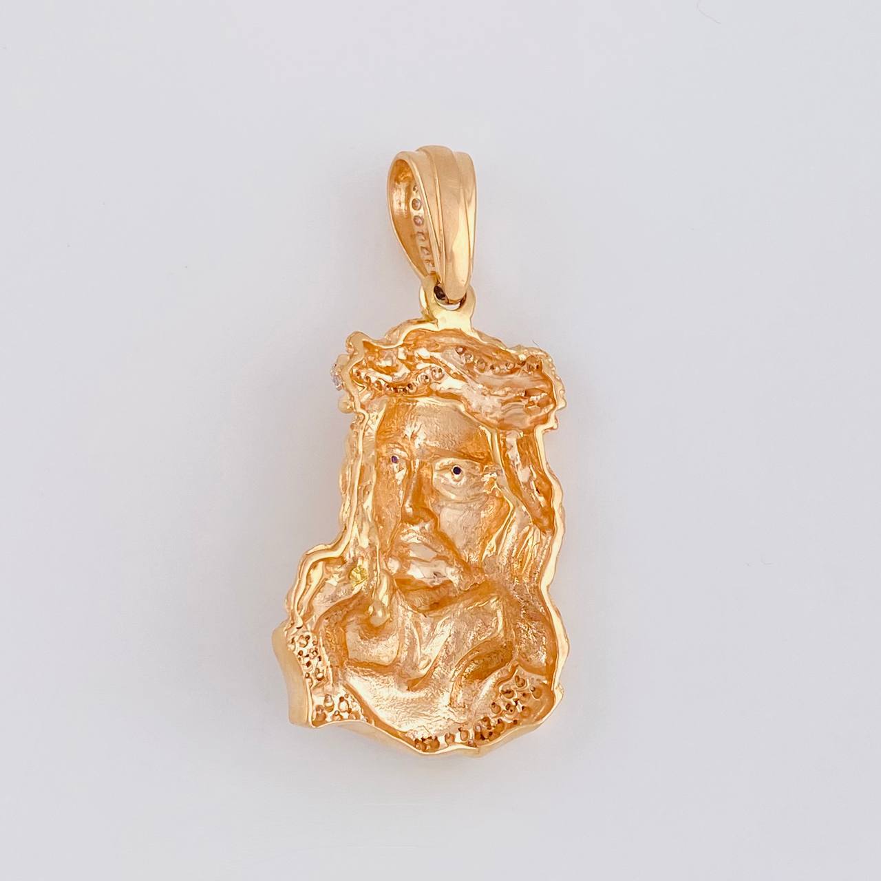 Dije Rostro Cristo 20.65 g / 2 1/4 in Dos Oros Blanco Rosa 18K