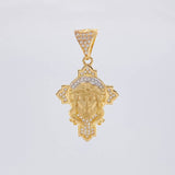 Dije Cruz Rostro Cristo 4.4 g / 1 1/2 in Dos Oros Amarillo Blanco 18K