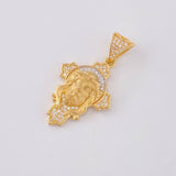 Dije Cruz Rostro Cristo 4.4 g / 1 1/2 in Dos Oros Amarillo Blanco 18K