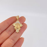 Dije Cruz Rostro Cristo 4.4 g / 1 1/2 in Dos Oros Amarillo Blanco 18K