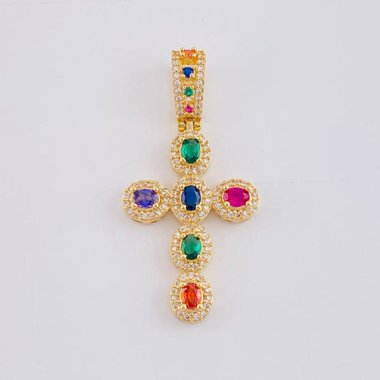 Dije Cruz Ovalo Tupida 5.8 g / 1 3/4 in Oro Amarillo 18K