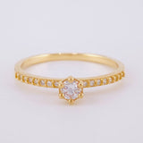 Anillo Solitario Línea Tupida 2.15 g / T8 Oro Amarillo 18K