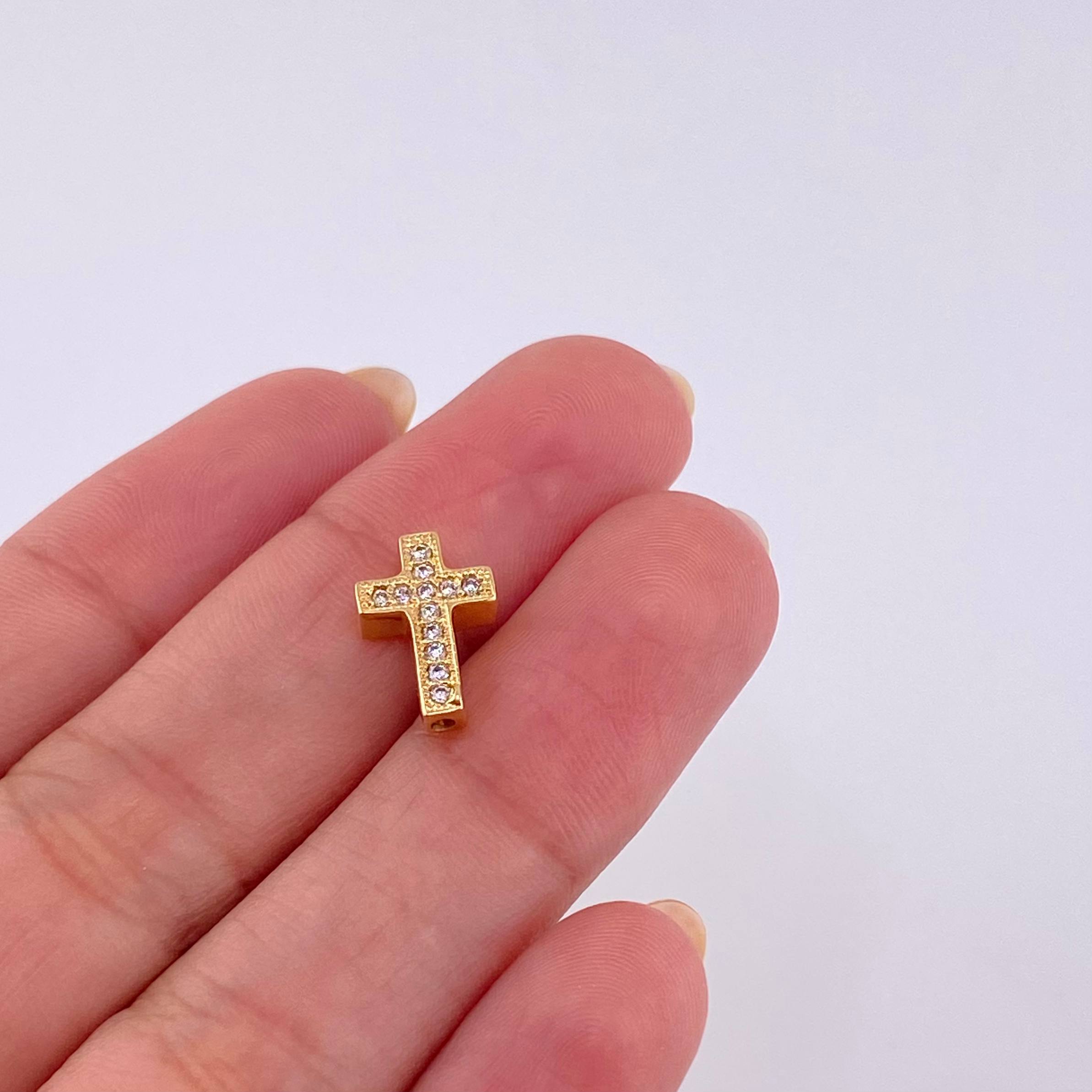 Herraje Cruz Tupida Doble Faz 1.15 g / 1/2 in Oro Amarillo 18K