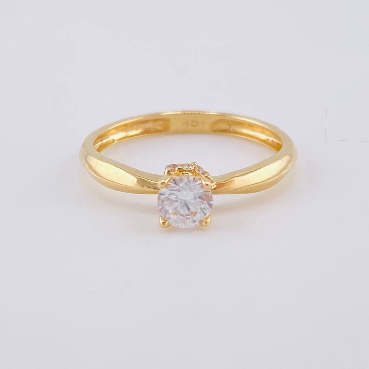 Solitaire Ring Four Leaves 1.85 g / T6 1/2 Yellow Gold 18K