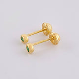 Stud Earrings Bezel Emerald 8 Pts 0.9 g / in / 3.6 mm Yellow Gold 18K (Jewel)