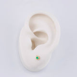 Stud Earrings Bezel Emerald 8 Pts 0.9 g / in / 3.6 mm Yellow Gold 18K