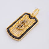 Dije Placa Signo Peso 6.5 g / 1 1/2 in Dos Oros Negro Amarillo 18K