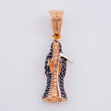 Pendant Santa Muerte 2.35 g / 1 1/4 in Two Golds White Rose 18K