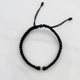 Pulsera Tejida Negra 4Mm 1 Und Oro Amarillo 18K