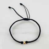 Pulsera Tejida Negra 5Mm 1 Und Oro Amarillo 18K