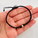 Pulsera Tejida Negra 5Mm 1 Und Oro Amarillo 18K