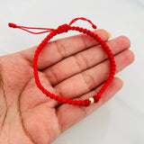Pulsera Tejida Roja 4Mm 1 Und Oro Amarillo 18K