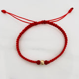 Pulsera Tejida Roja 5Mm 1 Und Oro Amarillo 18K