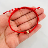Pulsera Tejida Roja 5Mm 1 Und Oro Amarillo 18K