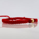 Pulsera Tejida Roja 5Mm 1 Und Oro Amarillo 18K