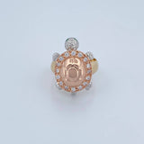 Turtle Ring 8.25gr / T7 1/4 / White Green Zircons Three 18K Golds &