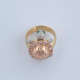 Turtle Ring 8.25gr / T7 1/4 / White Green Zircons Three 18K Golds &