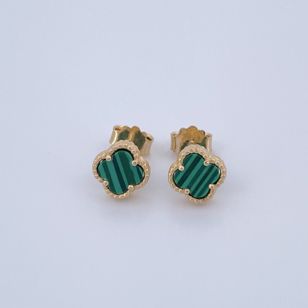 Stud Earrings 2gr / Green Malachite 18K Gold &