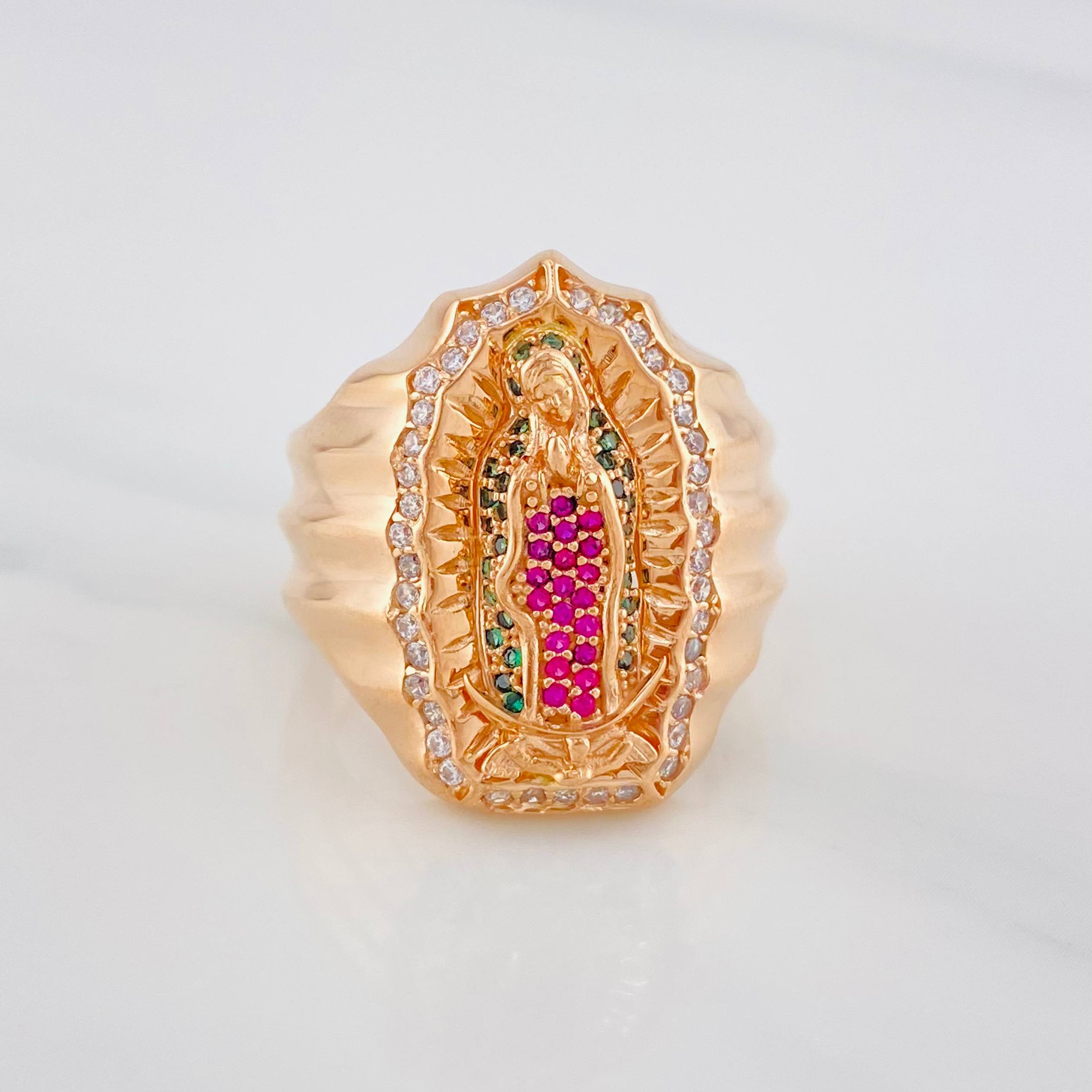 Our Lady of Guadalupe Ring 13.6 g / Size 10 3/4 18K Rose Gold