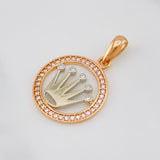 Dije Corona 2.1 g / 1 in Dos Oros Blanco Rosa 18K