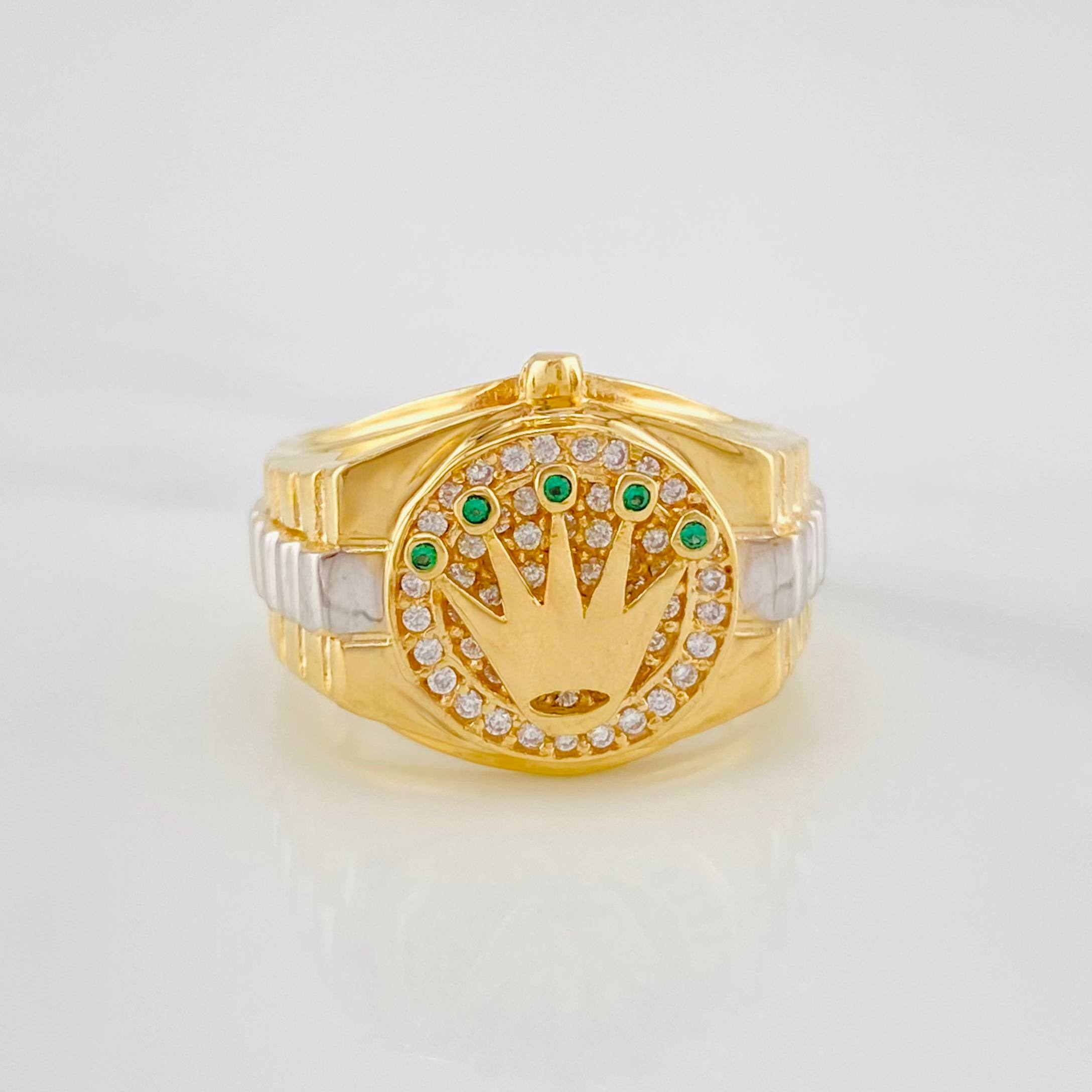 Ring Band Crown 7.2 g / T7 3/4 Two Golds Yellow White 18K