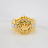 Ring Band Crown 7.2 g / T7 3/4 Two Golds Yellow White 18K