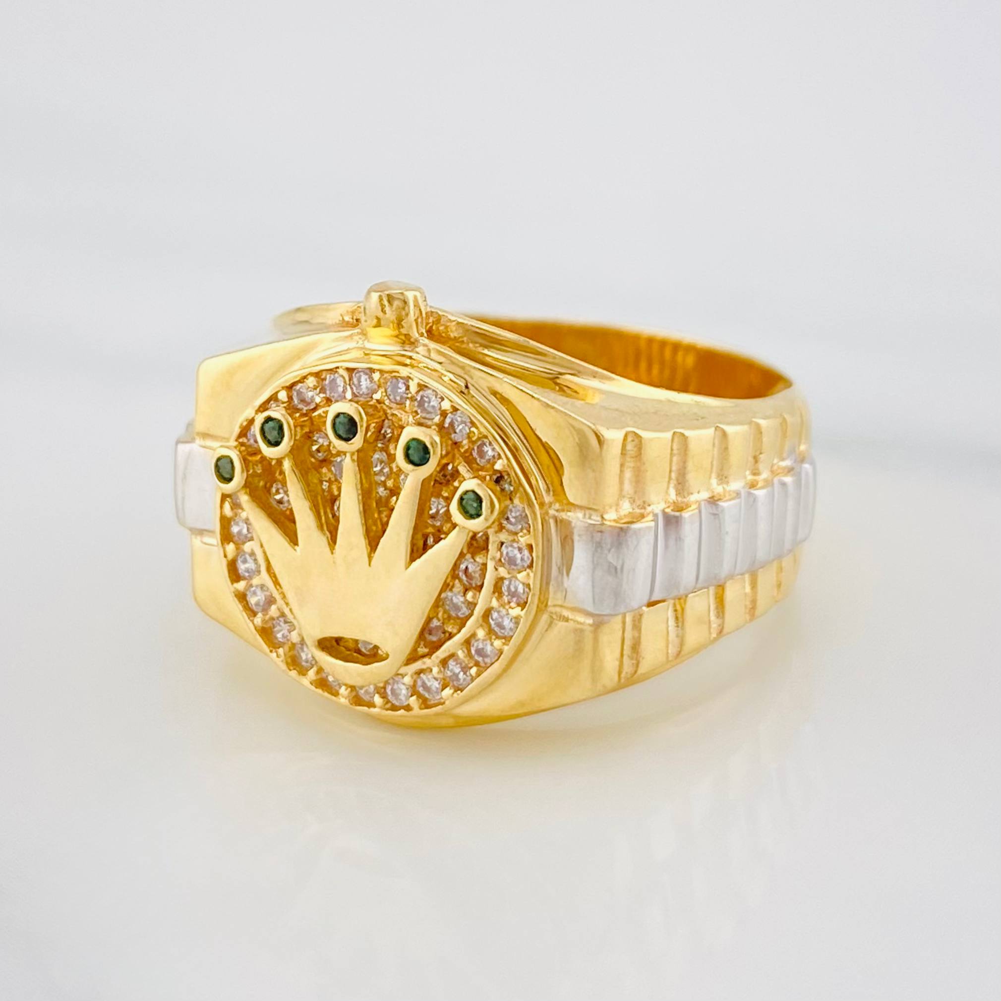 Ring Band Crown 7.2 g / T7 3/4 Two Golds Yellow White 18K