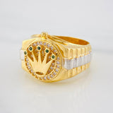 Ring Band Crown 7.2 g / T7 3/4 Two Golds Yellow White 18K