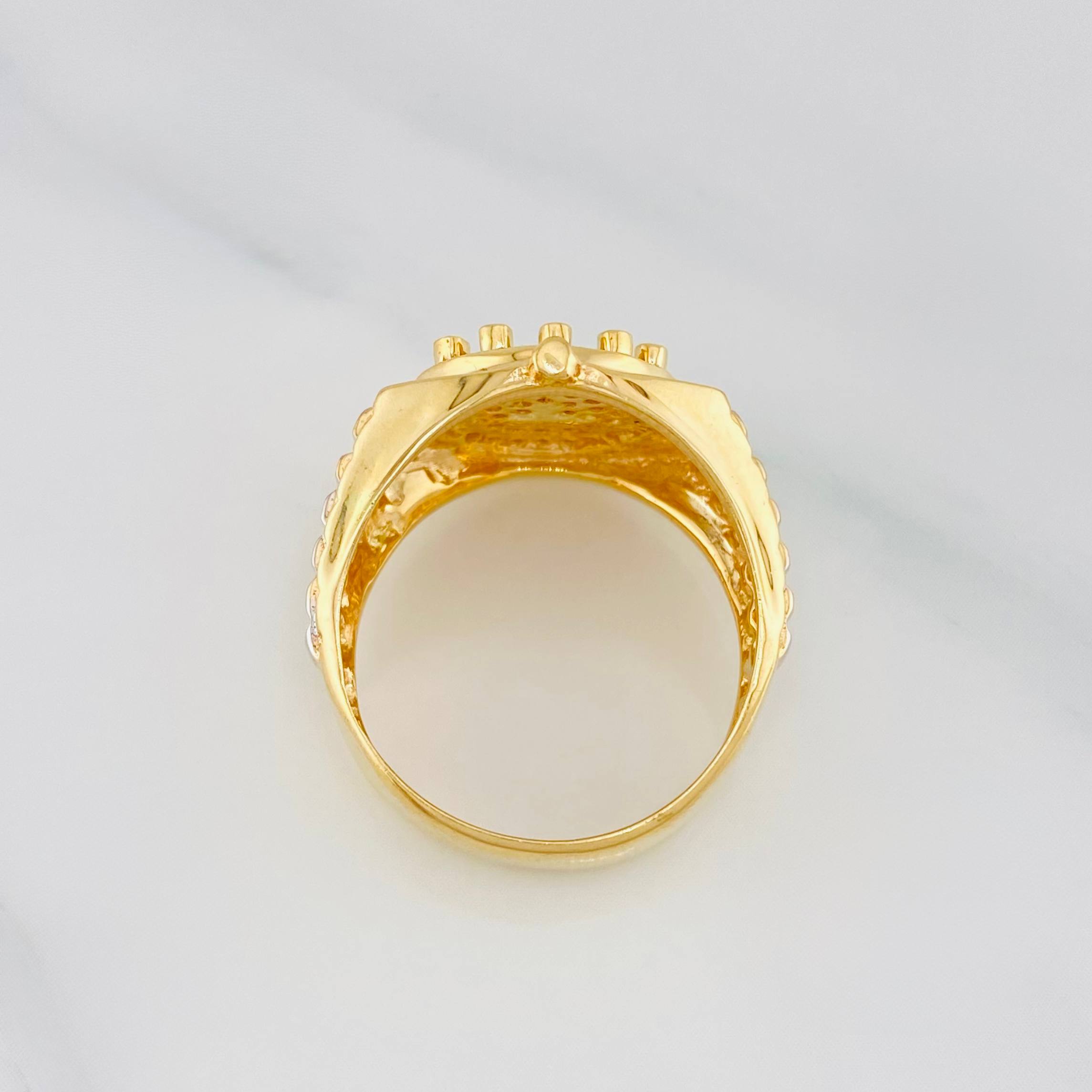 Ring Band Crown 7.2 g / T7 3/4 Two Golds Yellow White 18K