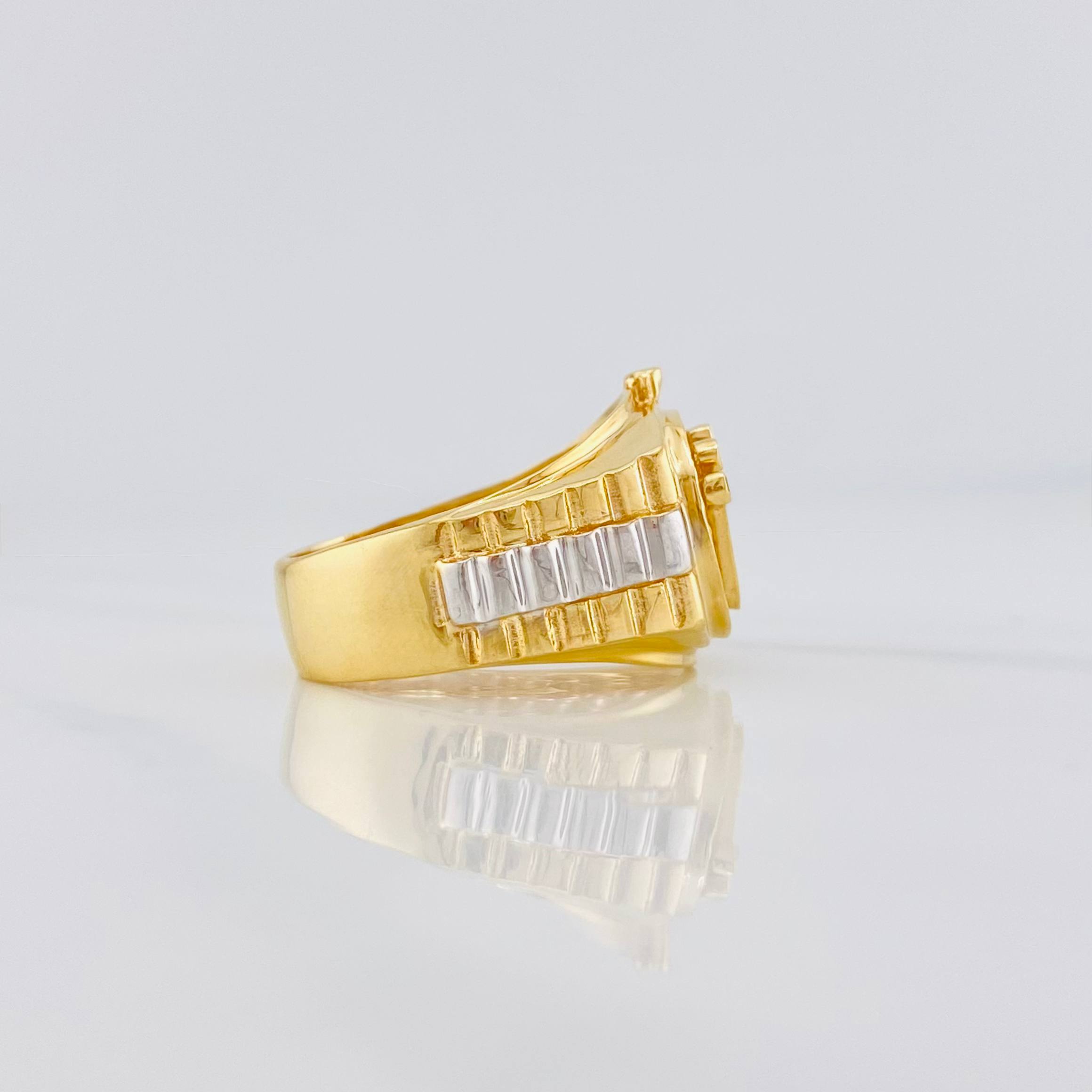 Ring Band Crown 7.2 g / T7 3/4 Two Golds Yellow White 18K