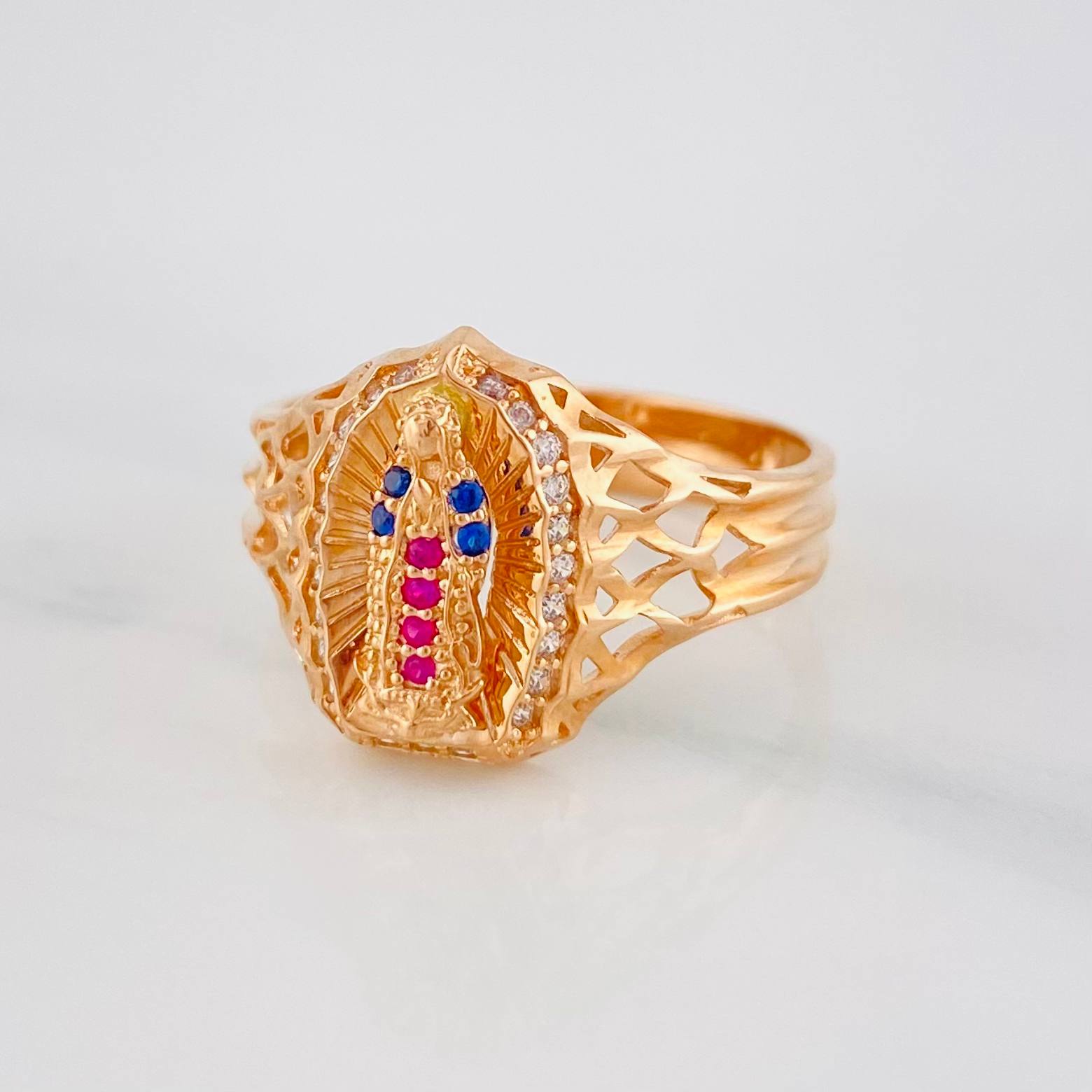 Anillo Virgen Guadalupe 3.55 g / T8 Oro Rosa 18K