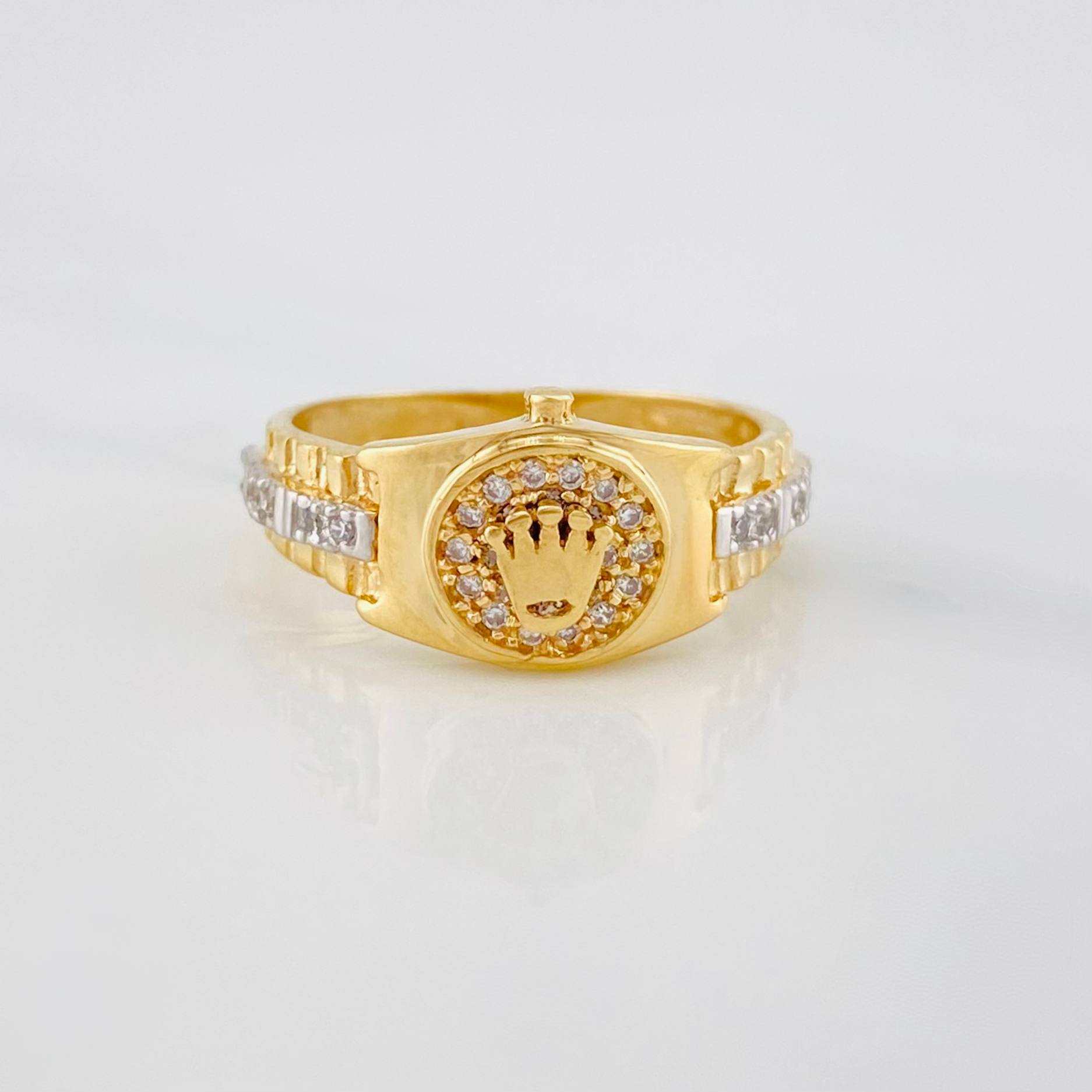 Ring Correa Crown 3.8 g / T6 1/4 Two Yellow White Gold 18K