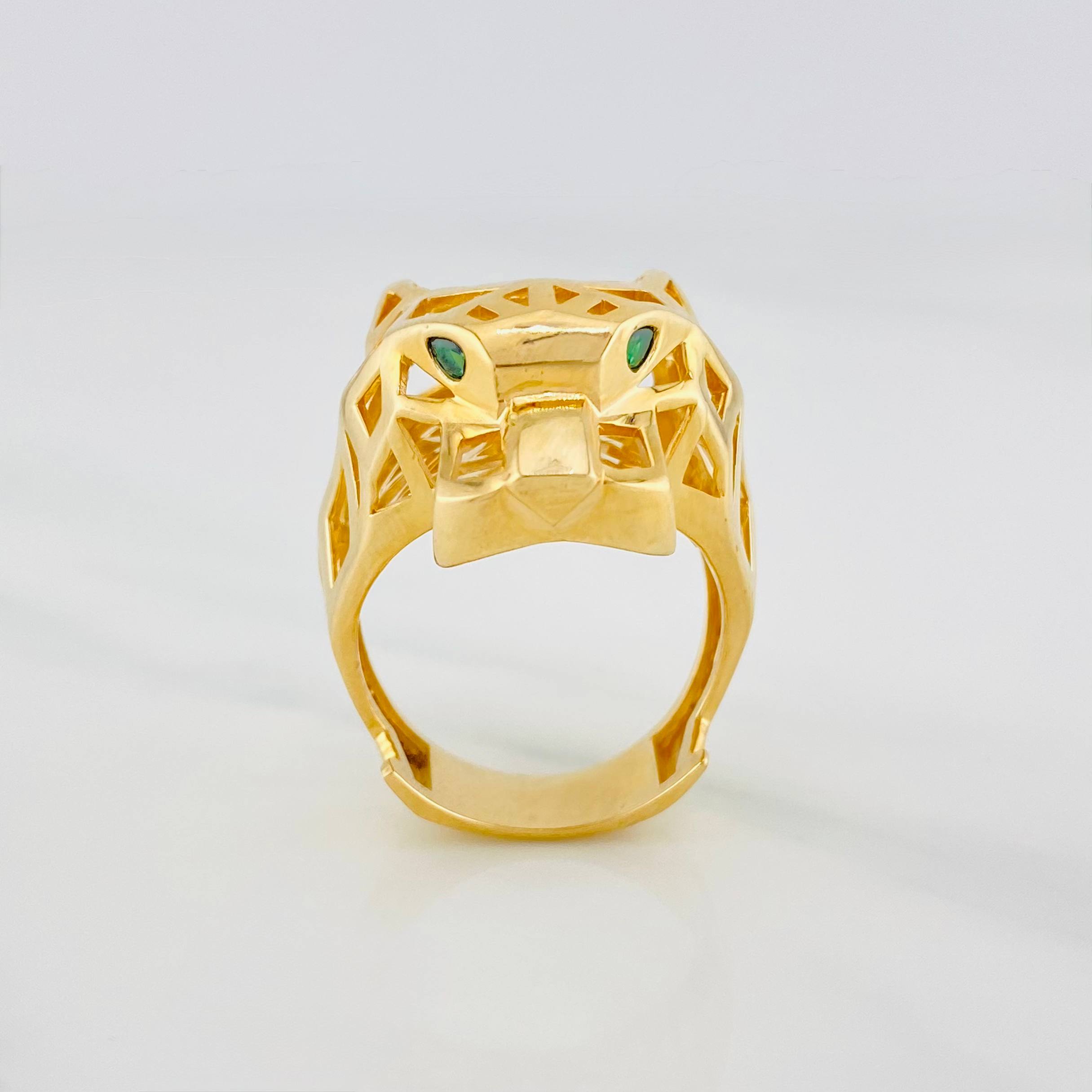 Filigree Panther Ring 12.9 g / T9 1/2 18K Yellow Gold