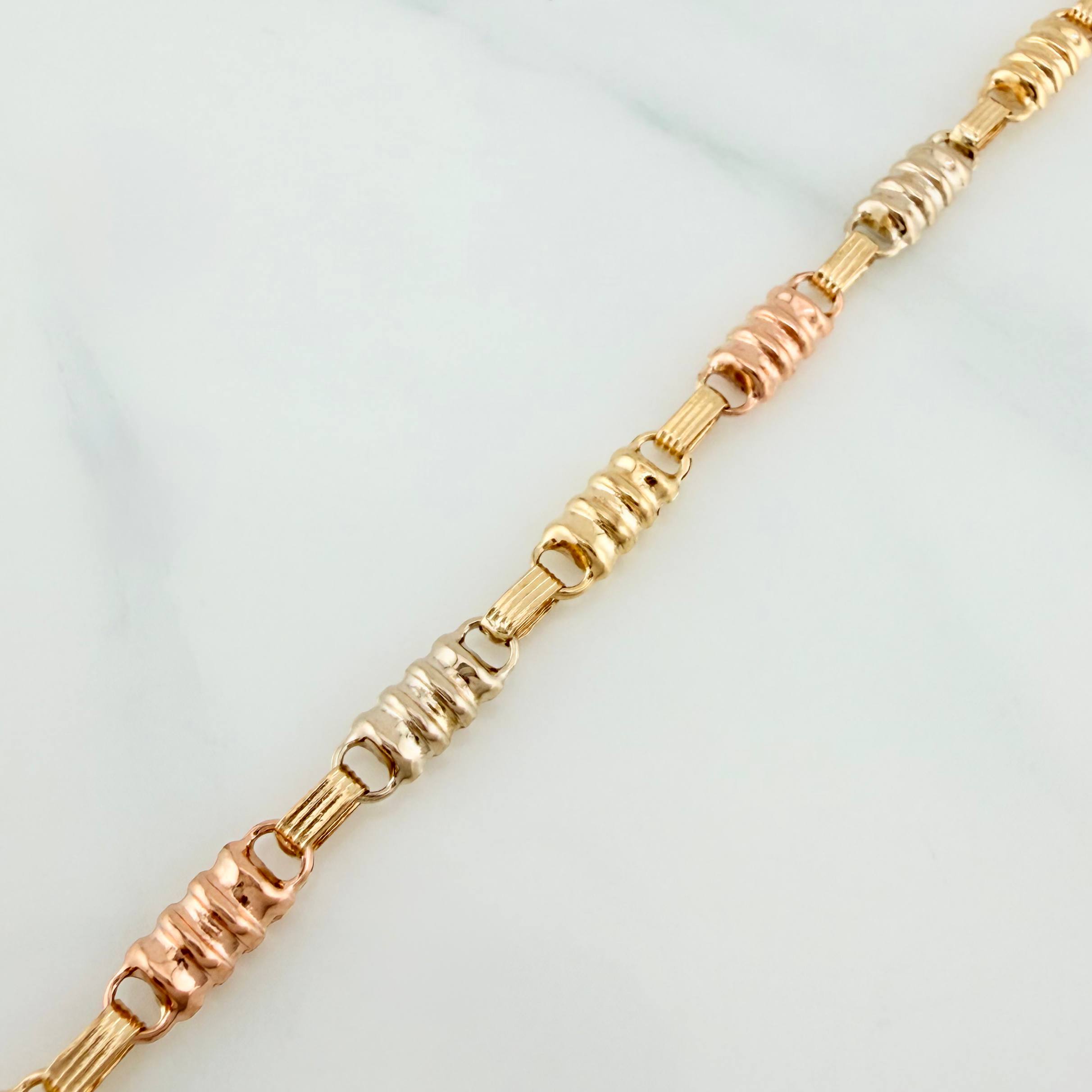 Rustic Barrel Anklet 5.4 g / 10 1/4 in / 4.1 mm Three Golds 18K