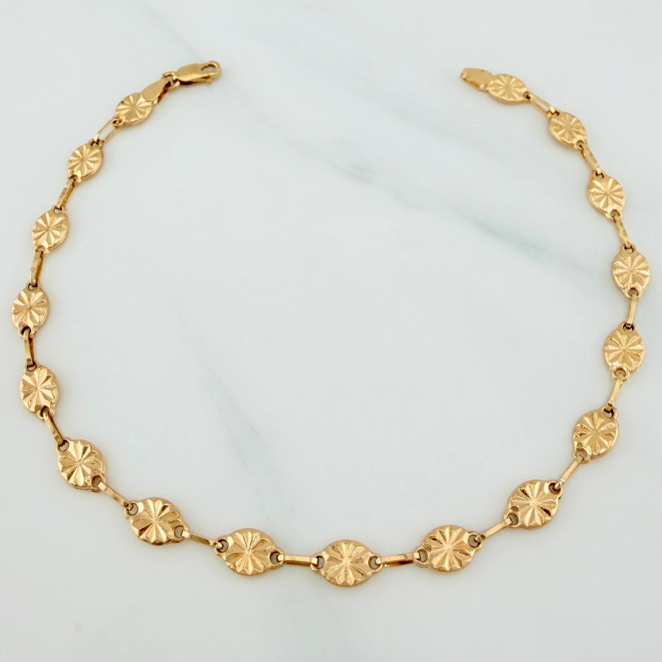 Pulso Rustico Eslabon Diamantado 2.6 g / 7 1/2 in / 4.5 mm Oro Amarillo 18K
