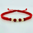 Pulsera Tejida Roja 5Mm 3 Und Oro Amarillo 18K