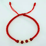 Pulsera Tejida Roja 5Mm 3 Und Oro Amarillo 18K