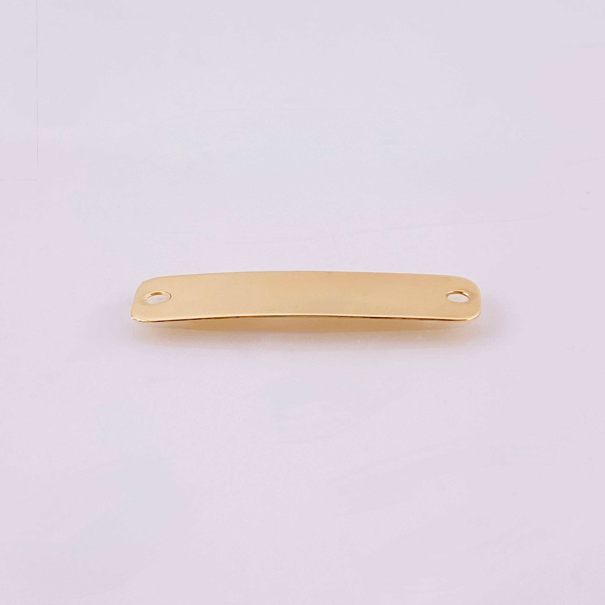 Herraje Placa Rectangular Ovalada 0.7gr / 1 1/4 in / Oro Amarillo 18K