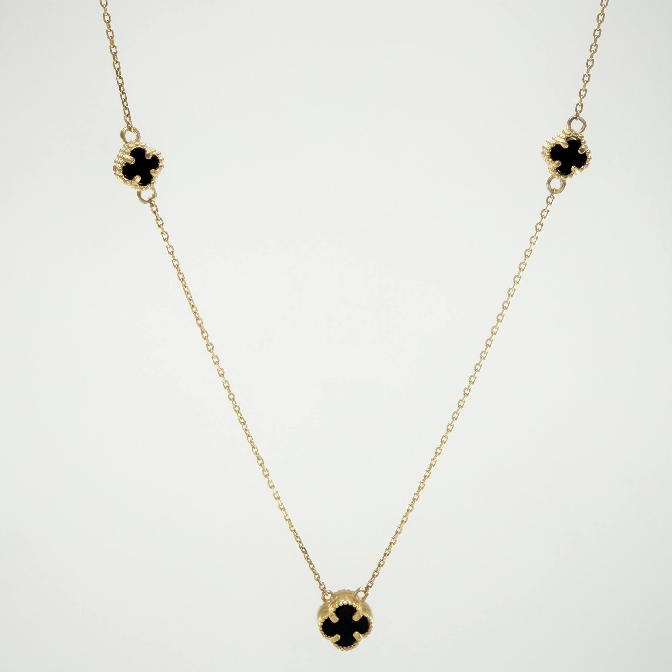 Cadena Aro Seguido Trebol Negro 3.1gr / 17 3/4 in / 0.8mm Oro Amarillo Nac.Esp. 18K *