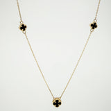 Cadena Aro Seguido Trebol Negro 3.05gr / 18 1/4 in / 0.9mm Oro Amarillo Nac.Esp. 18K ©