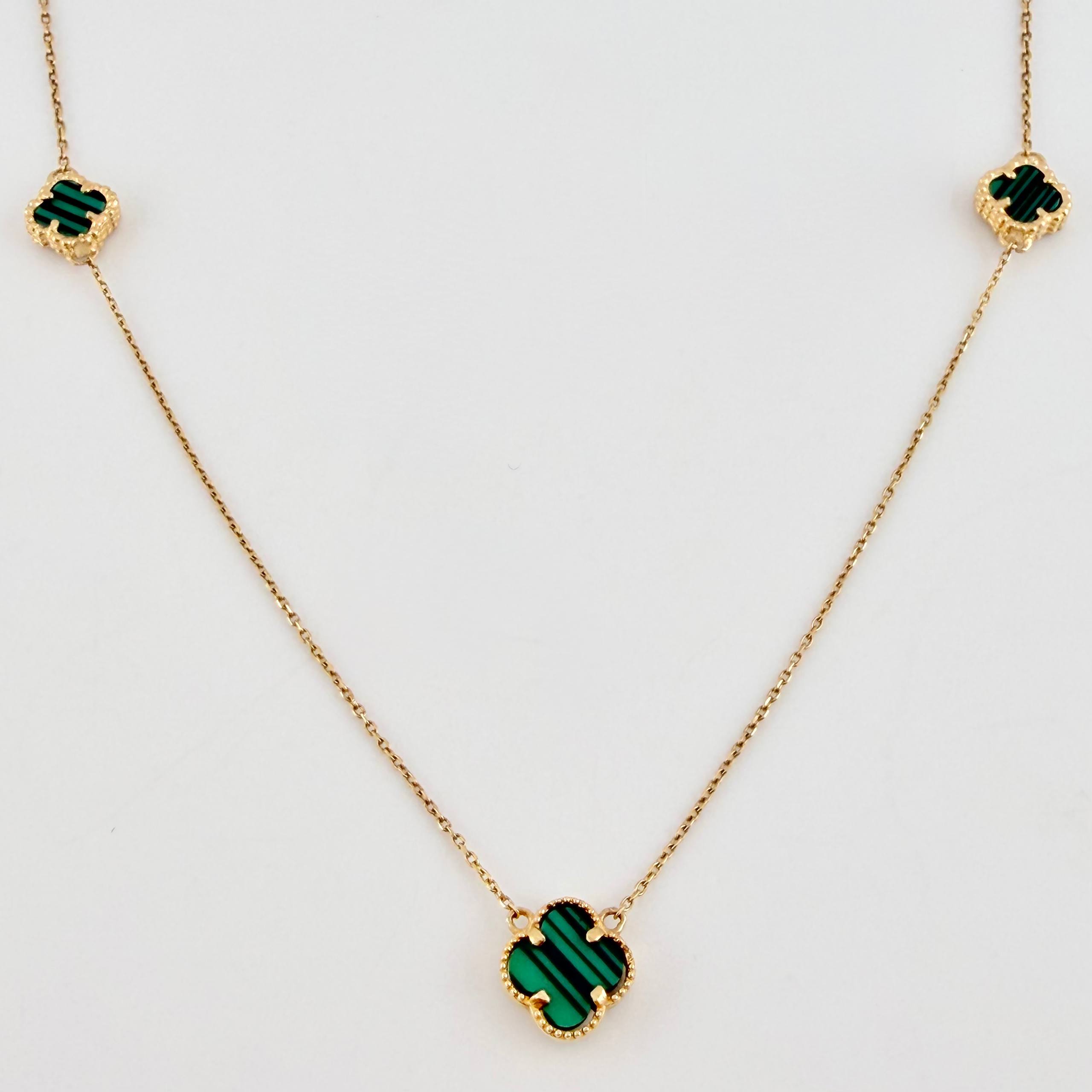 Cadena Aro Seguido Trebol Verde 4.15gr / 17 3/4 in / 1mm Oro Amarillo Nac.Esp. 18K *