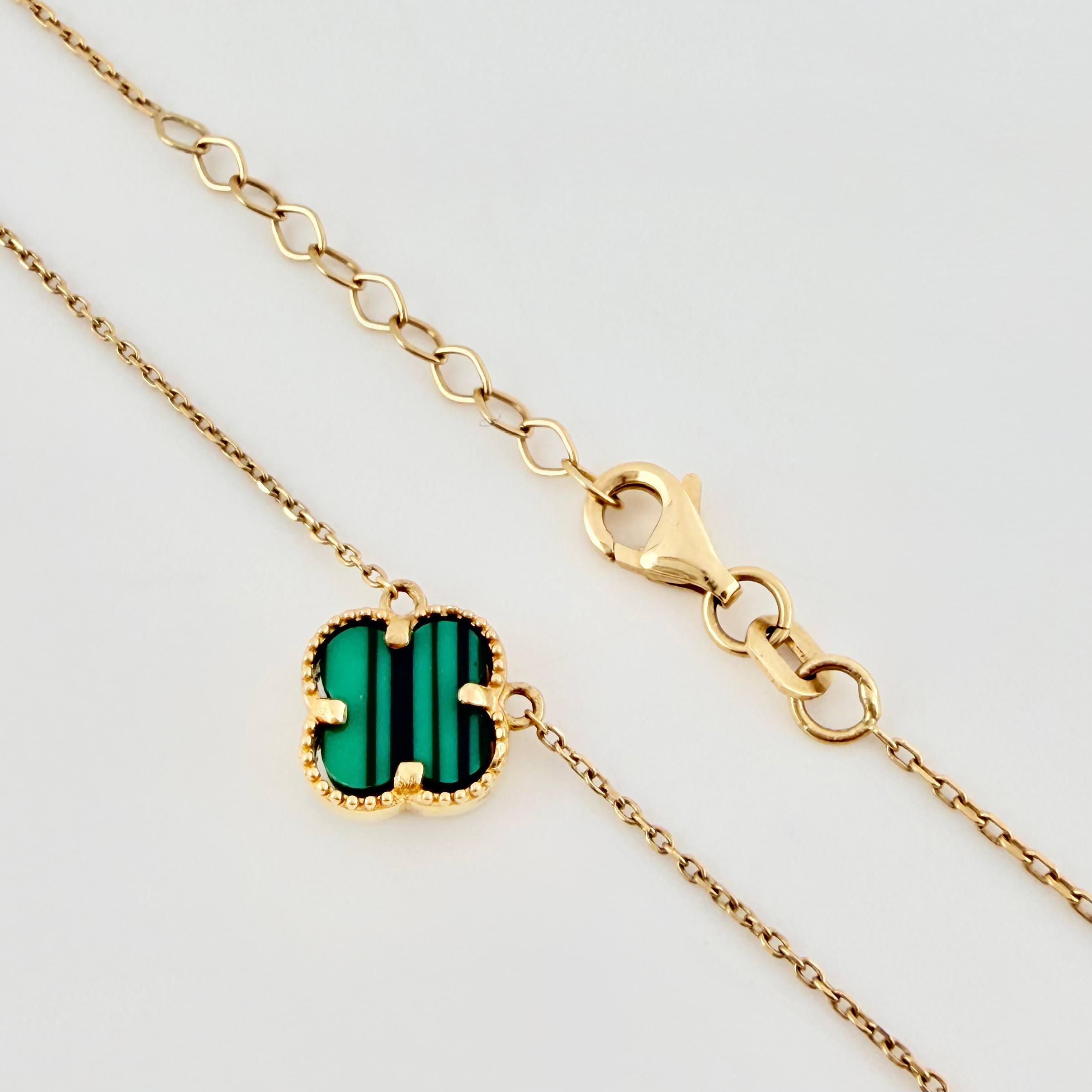 Cadena Aro Seguido Trebol Verde 4.15gr / 17 3/4 in / 1mm Oro Amarillo Nac.Esp. 18K *