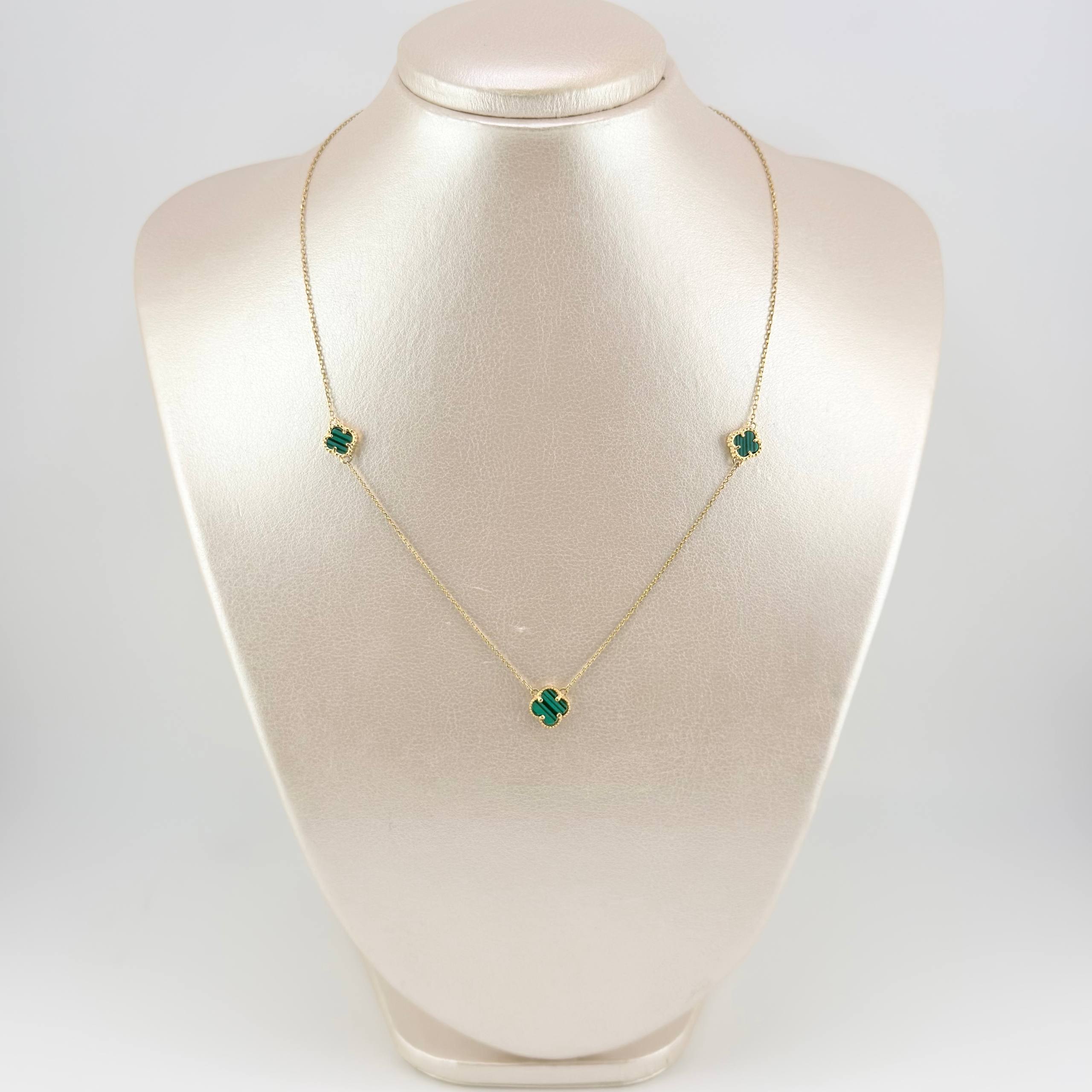 Cadena Aro Seguido Trebol Verde 4.15gr / 17 3/4 in / 1mm Oro Amarillo Nac.Esp. 18K *