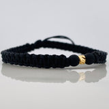 Pulsera Tejida Negra 4Mm 1 Und Oro Amarillo 18K