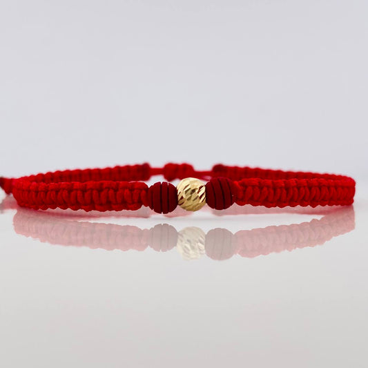 Pulsera Tejida Roja 5Mm 1Und Oro Amarillo 18K
